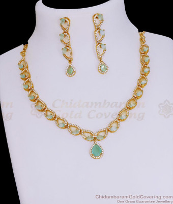 Semi Precious American Diamond Fancy Necklace Earring Combo NCKN3877