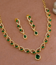 Attractive Emerald Stone Gold Designer Necklace For Girls NCKN3878