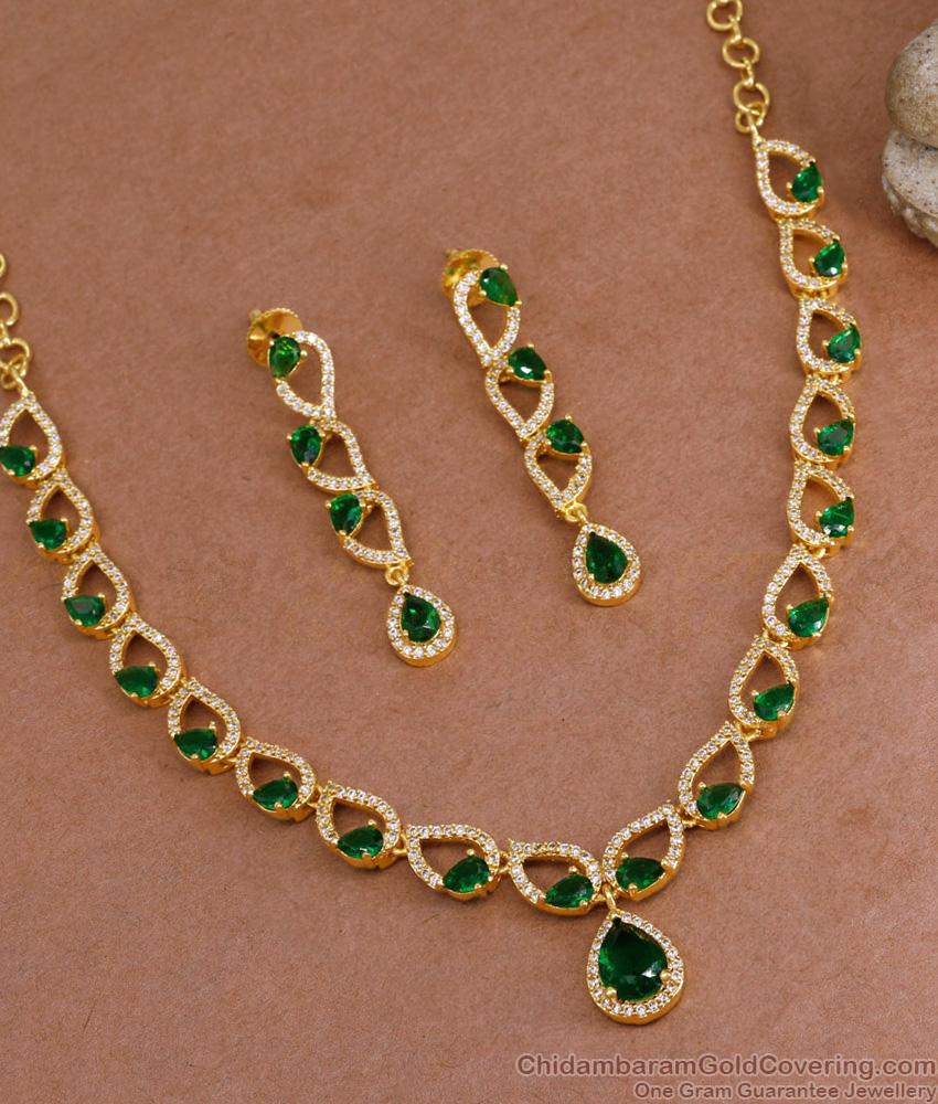 Attractive Emerald Stone Gold Designer Necklace For Girls NCKN3878 Attractive Emerald Stone Gold Designer Necklace For Girls NCKN3878