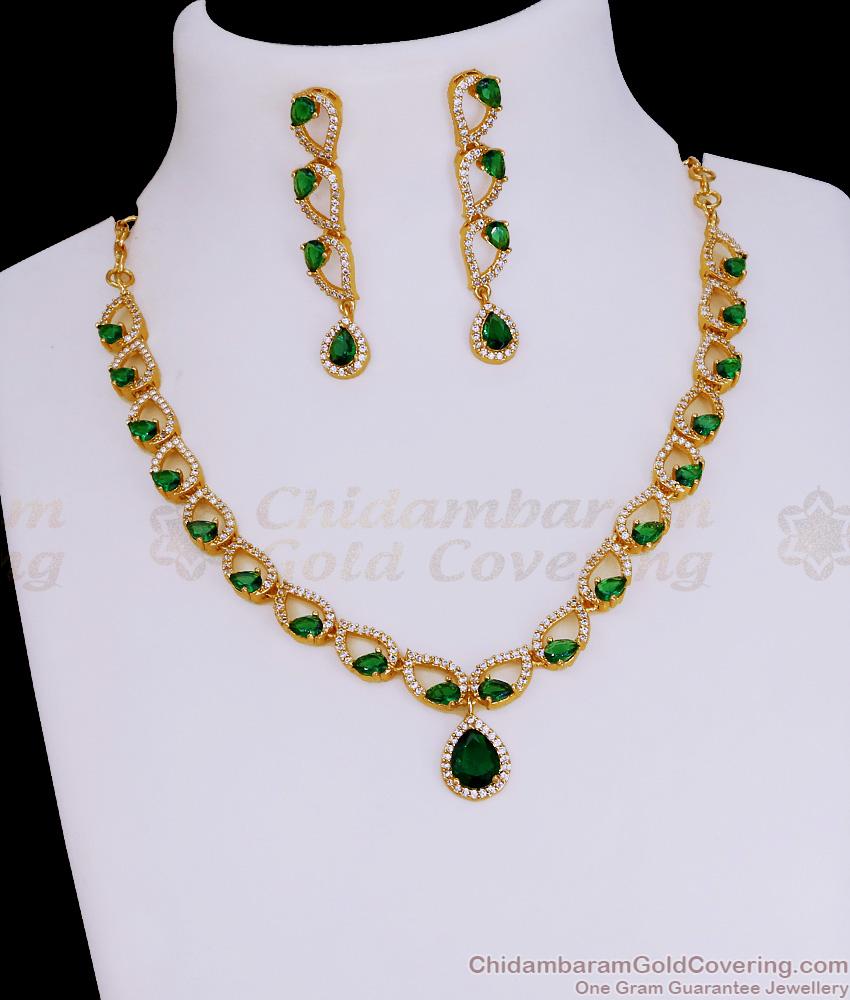 Attractive Emerald Stone Gold Designer Necklace For Girls NCKN3878 Attractive Emerald Stone Gold Designer Necklace For Girls NCKN3878