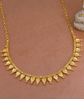 Artificial One Gram Gold Necklace Plain Leaf Design Online NCKN3881