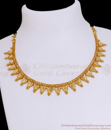 Artificial One Gram Gold Necklace Plain Leaf Design Online NCKN3881