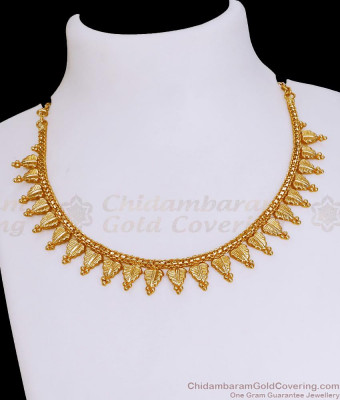 Artificial One Gram Gold Necklace Plain Leaf Design Online NCKN3881