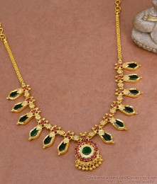 Buy Gold Plated Green Palakka Stone Necklace Nagapadam Design For Brides NCKN3888