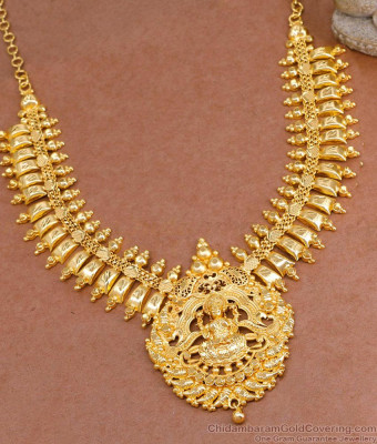 Grand Matt Finish Kerala Bridal Forming Necklace Lakshmi Design NCKN3890