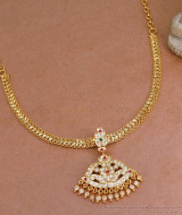 Multi Color Stone Impon Attigai Gold Plated Heart Chain Design NCKN3897 Multi Color Stone Impon Attigai Gold Plated Heart Chain Design NCKN3897