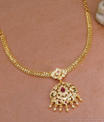 Bridal Wear Five Metal Gold Necklace Impon Attigai Collection NCKN3899