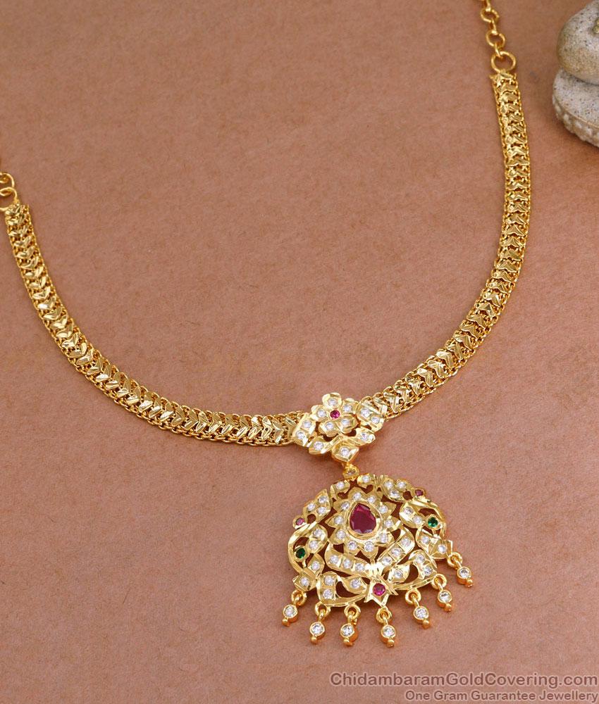Bridal Wear Five Metal Gold Necklace Impon Attigai Collection NCKN3899 Bridal Wear Five Metal Gold Necklace Impon Attigai Collection NCKN3899