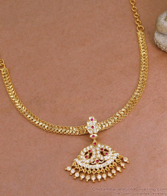 South Indian Wedding Design Ruby White Stone Attigai Design NCKN3900