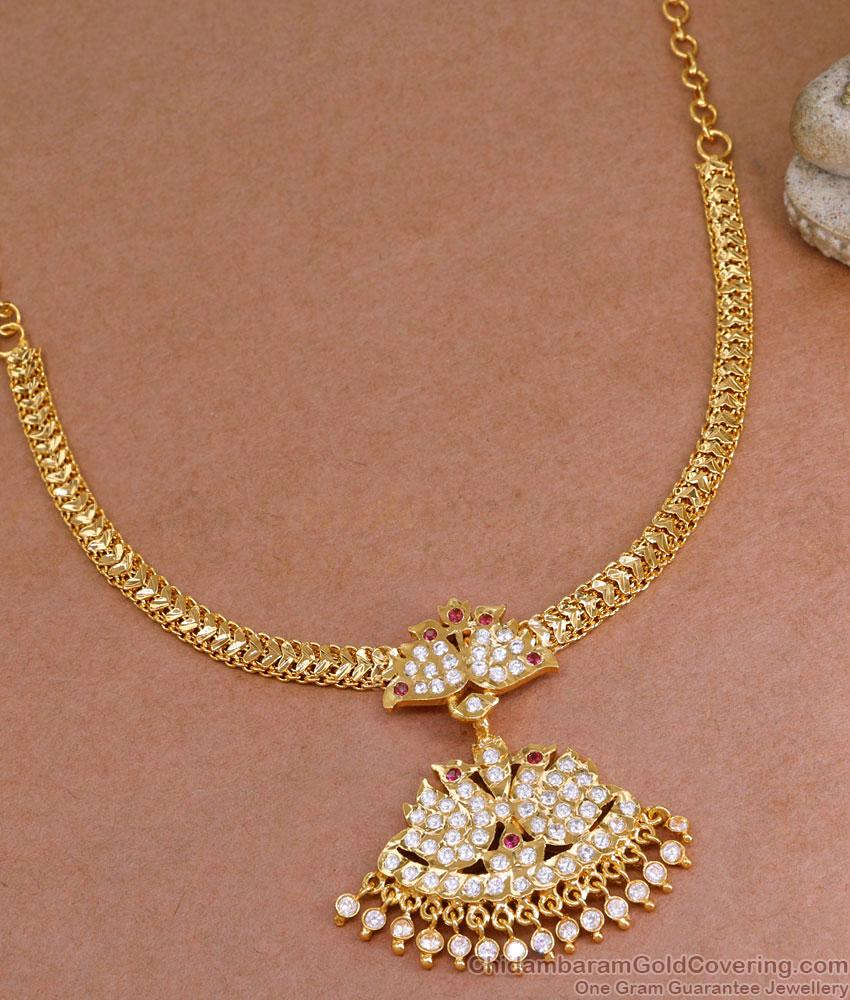Elegant Dual Peacock Design Impon Gold Attigai Collection Online NCKN3902 Elegant Dual Peacock Design Impon Gold Attigai Collection Online NCKN3902