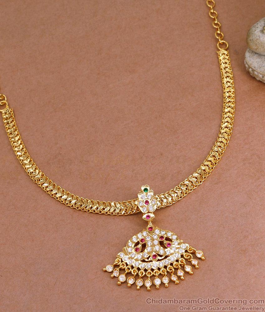 Gold Tone Kerala Bridal Impon Attigai Gati Stone Design Online NCKN3903