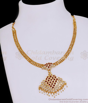 Latest Pearl Design Impon Pendant Gold Imitation Attigai Collection NCKN3904