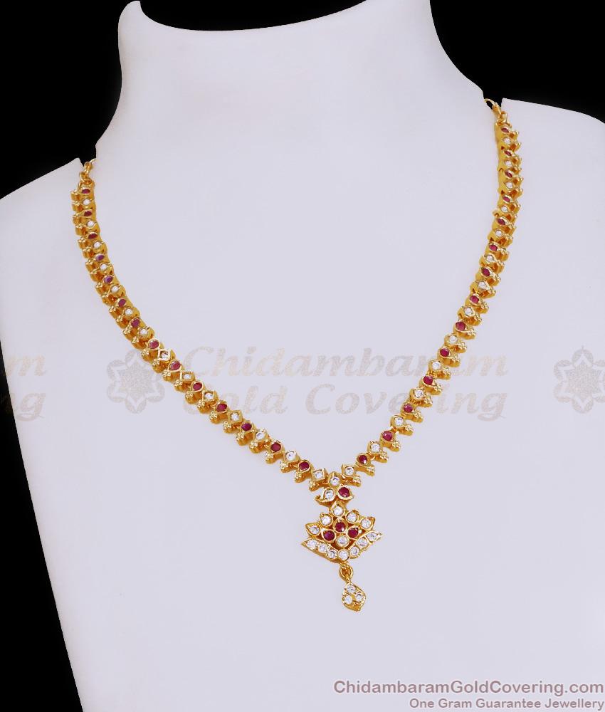 Ruby White Stone Five Metal Impon Attigai Collections For Women NCKN3907 Ruby White Stone Five Metal Impon Attigai Collections For Women NCKN3907