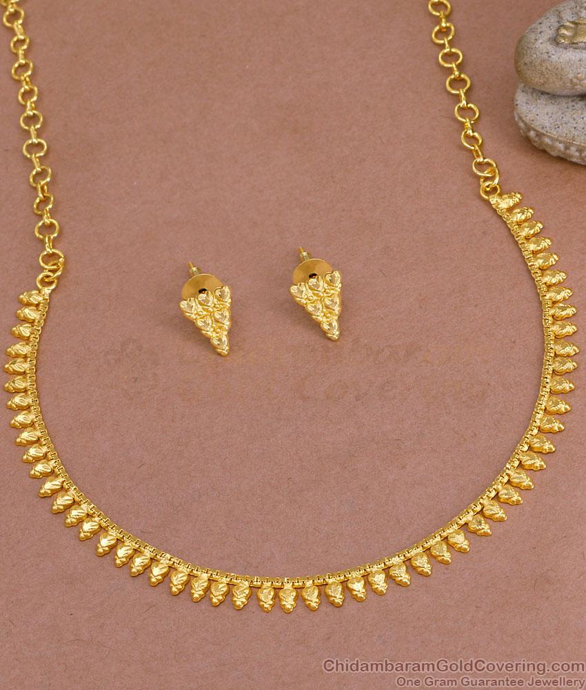Latest Forming Gold Mullaipoo Necklace With Earring For Women NCKN3915 Latest Forming Gold Mullaipoo Necklace With Earring For Women NCKN3915
