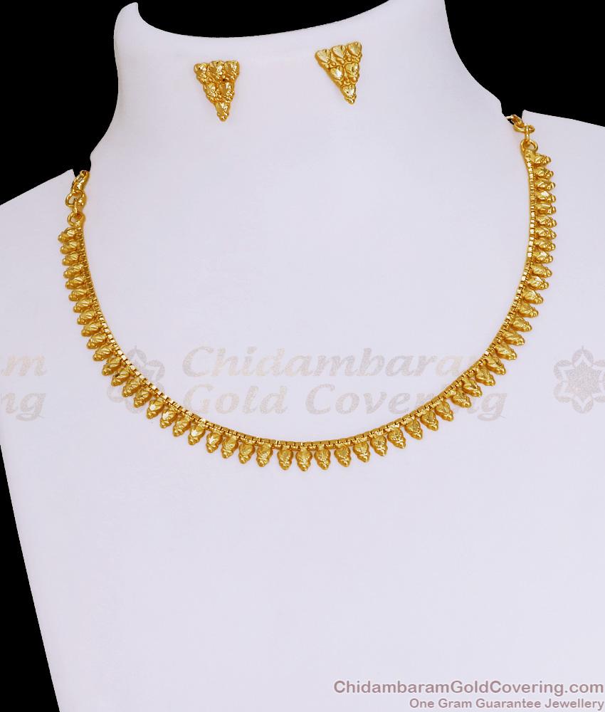 Latest Forming Gold Mullaipoo Necklace With Earring For Women NCKN3915 Latest Forming Gold Mullaipoo Necklace With Earring For Women NCKN3915