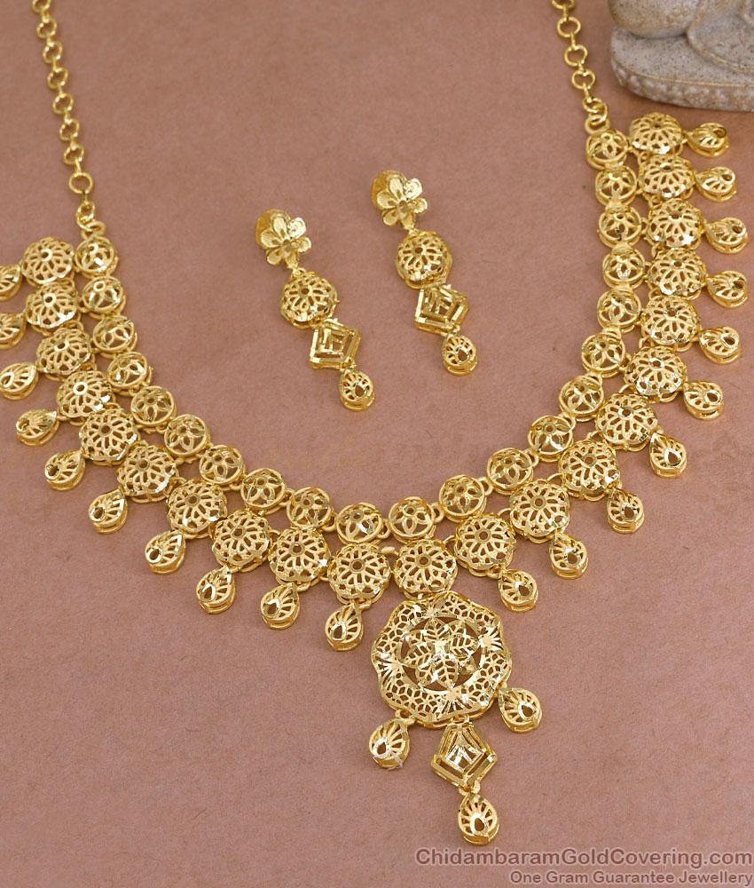 High Quality Dubai Forming Gold Light Weight Bridal Necklace Set 2 Gram Gold Jewelry NCKN3918 High Quality Dubai Forming Gold Light Weight Bridal Necklace Set 2 Gram Gold Jewelry NCKN3918