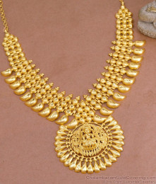 Grand Look Lakshmi Dollar 2 Gram Gold Necklace Kerala Wedding Jewelry NCKN3920