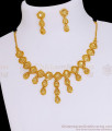 Light Weight Forming Gold Short Necklace With Pin Type Earring Design NCKN3922