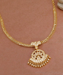 Latest White Gati Stone Impon Gold Plated Attigai For Bridal Wear NCKN3924 Latest White Gati Stone Impon Gold Plated Attigai For Bridal Wear NCKN3924