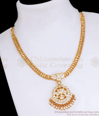 Latest White Gati Stone Impon Gold Plated Attigai For Bridal Wear NCKN3924 Latest White Gati Stone Impon Gold Plated Attigai For Bridal Wear NCKN3924
