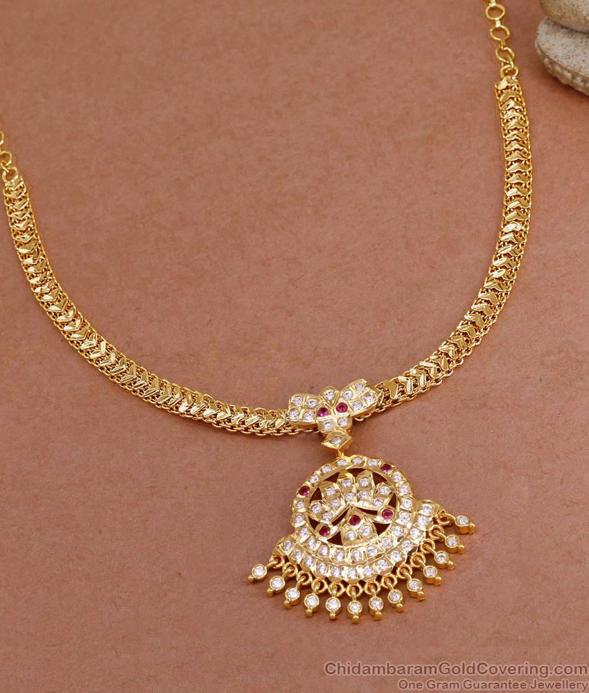 Buy Original Impon Lotus Pendant Attigai Design For Women Wedding NCKN3927