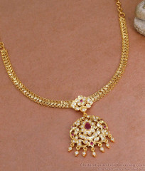 High Quality Peacock Design Ruby Stone Necklace Impon Attigai Collections NCKN3928 High Quality Peacock Design Ruby Stone Necklace Impon Attigai Collections NCKN3928
