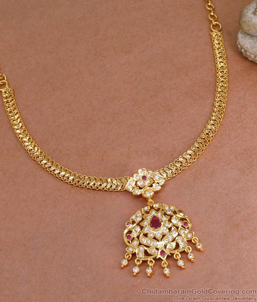 High Quality Peacock Design Ruby Stone Necklace Impon Attigai Collections NCKN3928
