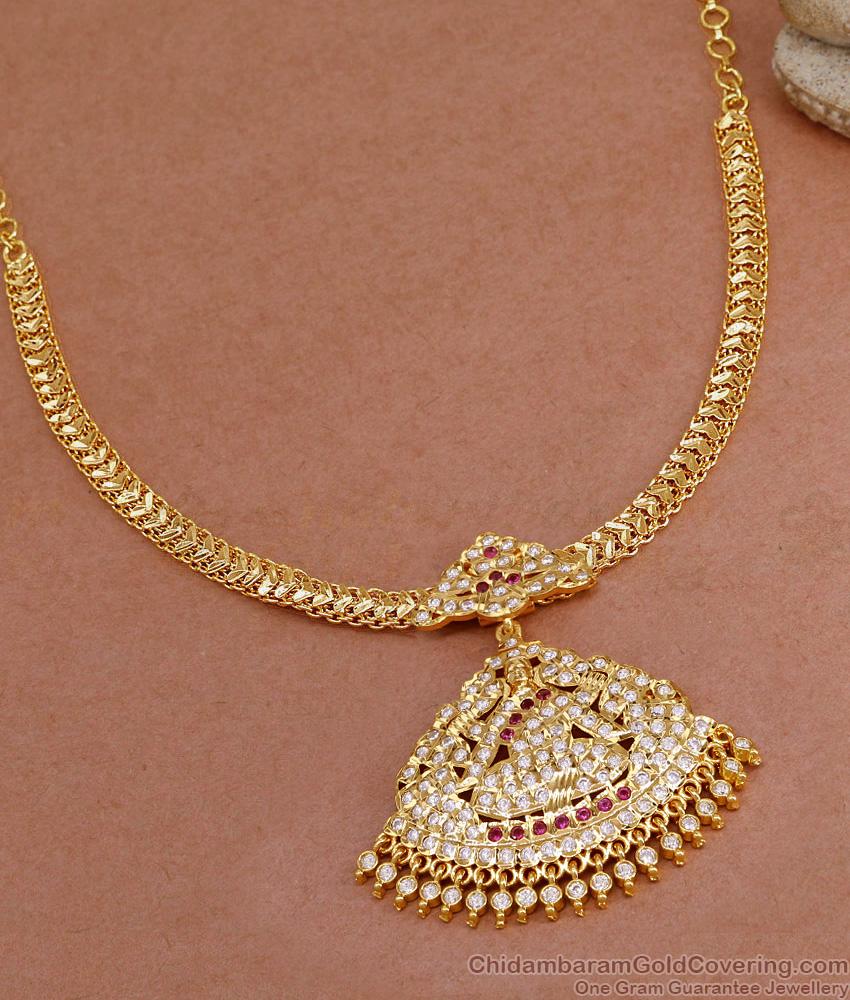 New Model Big Gajalakshmi Pendant Stone Attigai Impon Jewelry For Women NCKN3929