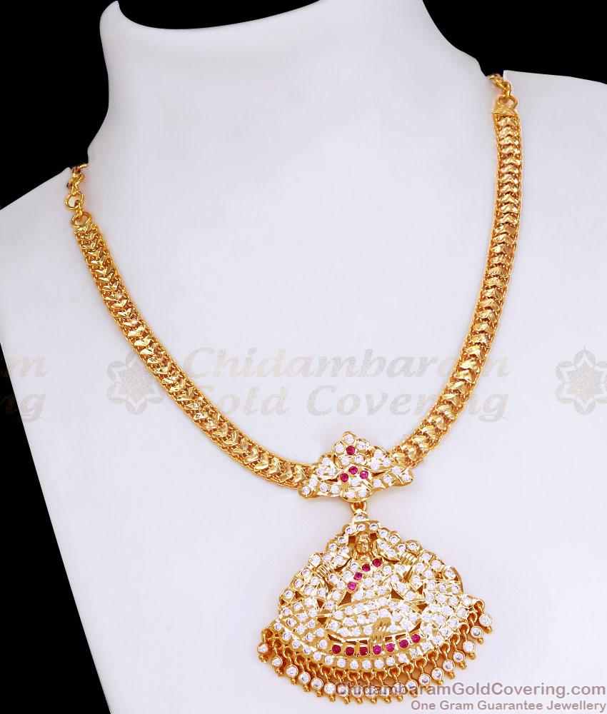 New Model Big Gajalakshmi Pendant Stone Attigai Impon Jewelry For Women NCKN3929