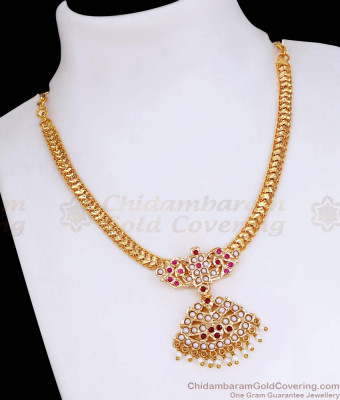 Bridal Wear Pearl Design Impon Attigai Heart Shaped Gold Chain NCKN3931