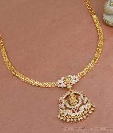 Traditional Lakshmi Impon Pendant Gold Attigai Necklace For Brides NCKN3936 Traditional Lakshmi Impon Pendant Gold Attigai Necklace For Brides NCKN3936