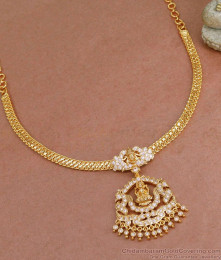 Stylish Full White Stone 5 Metal Attigai Necklace Lakshmi Design NCKN3937 Stylish Full White Stone 5 Metal Attigai Necklace Lakshmi Design NCKN3937