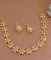 Unique Floral Design Impon Stone Attigai Necklace With Earring NCKN3939
