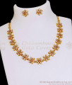 Unique Floral Design Impon Stone Attigai Necklace With Earring NCKN3939