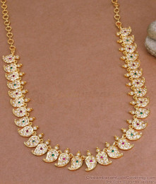 Premium Mango Design Multi Stone Impon Attigai Necklace Collections Online NCKN3941 Premium Mango Design Multi Stone Impon Attigai Necklace Collections Online NCKN3941