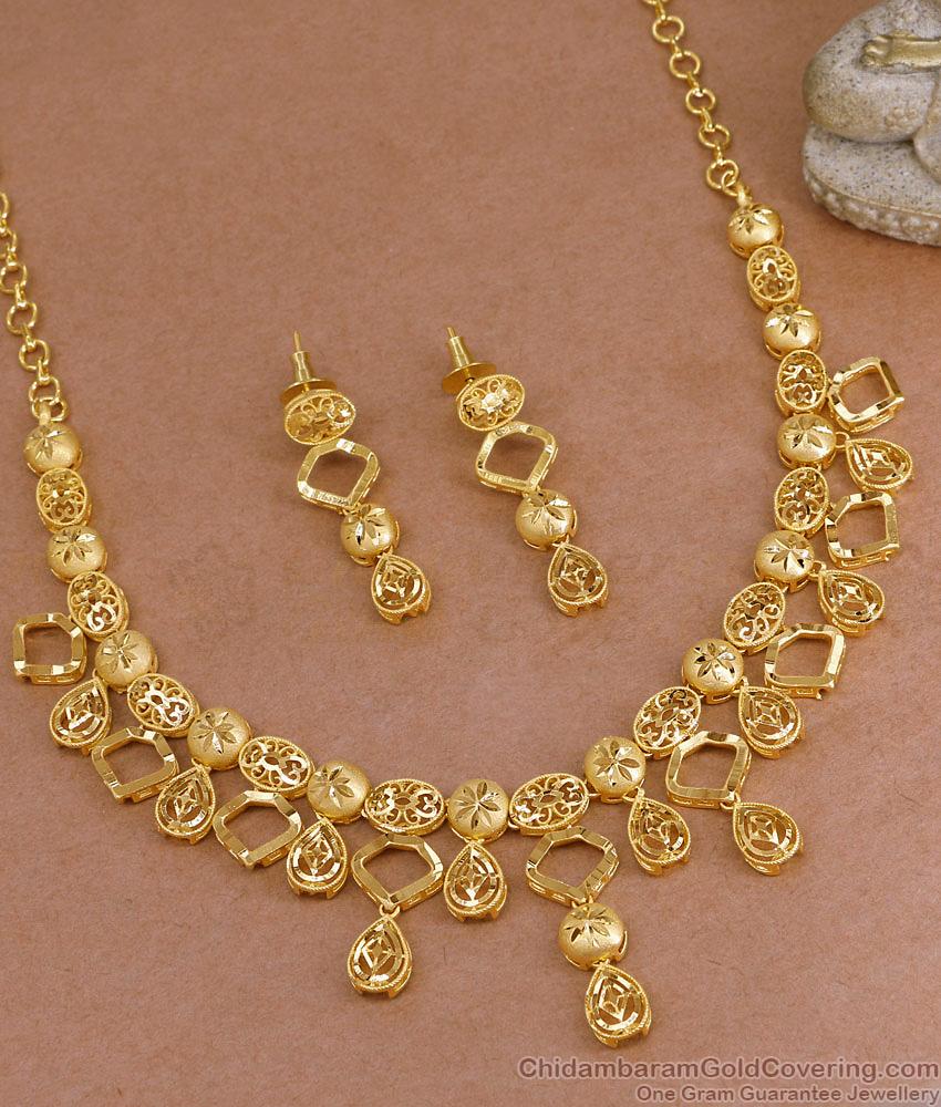 Latest Dubai Forming Gold Necklace Earring Combo Arabic Bridal Jewelry NCKN3942 Latest Dubai Forming Gold Necklace Earring Combo Arabic Bridal Jewelry NCKN3942