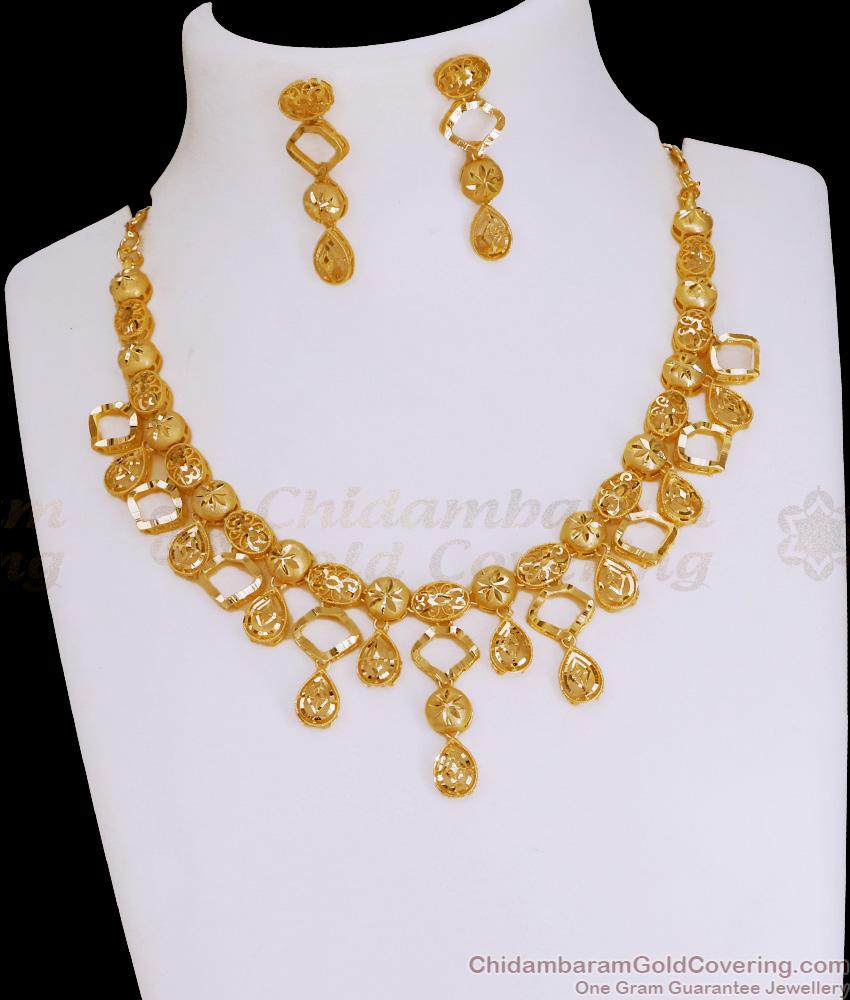 Latest Dubai Forming Gold Necklace Earring Combo Arabic Bridal Jewelry NCKN3942 Latest Dubai Forming Gold Necklace Earring Combo Arabic Bridal Jewelry NCKN3942