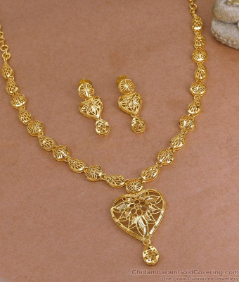 New Arrival Arabic Gold Wedding Necklace Heart Design With Earrings NCKN3944
