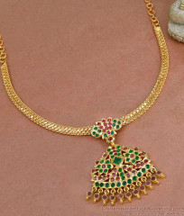 New Arrival Ruby Green Impon Stone Attigai Necklace For Marriage NCKN3948 New Arrival Ruby Green Impon Stone Attigai Necklace For Marriage NCKN3948