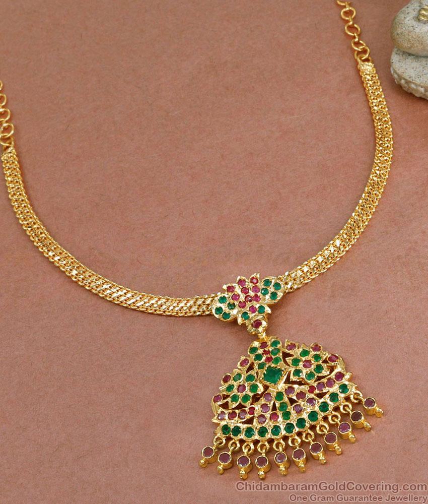 New Arrival Ruby Green Impon Stone Attigai Necklace For Marriage NCKN3948 New Arrival Ruby Green Impon Stone Attigai Necklace For Marriage NCKN3948