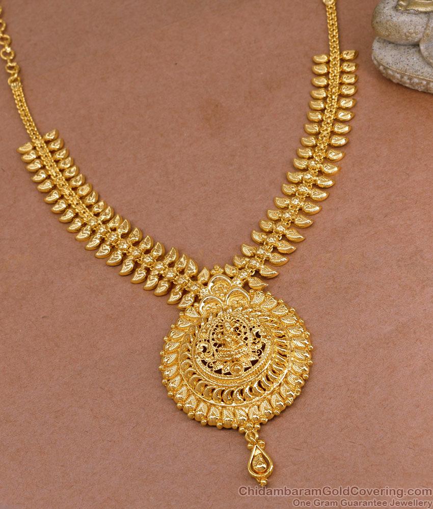 Traditional Lakshmi Design 1 Gram Gold Mango Necklace With Price Online NCKN3950