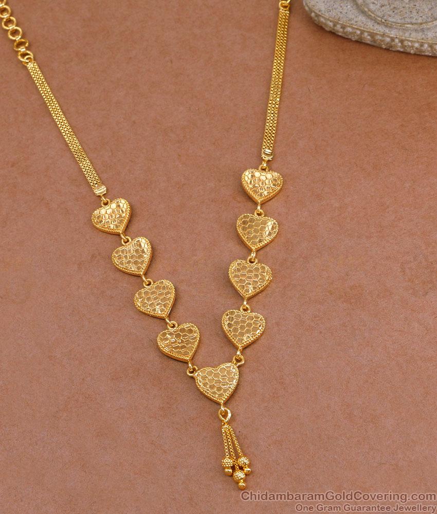 Elegant Heart Design 1 Gram Gold Necklace Bridal Jewelry Online NCKN3957 Elegant Heart Design 1 Gram Gold Necklace Bridal Jewelry Online NCKN3957