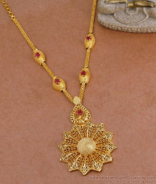 Trendy Ruby White Stone Floral Gold Plated Necklace With Ruby Stone NCKN3964