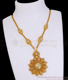 Stylish White Ad Stone Flower Pendant Gold Imitation Necklace For Marriage NCKN3965 Stylish White Ad Stone Flower Pendant Gold Imitation Necklace For Marriage NCKN3965