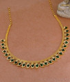 Beautiful Green Palakka Mango Design Gold Necklace Design For Wedding NCKN3966 Beautiful Green Palakka Mango Design Gold Necklace Design For Wedding NCKN3966