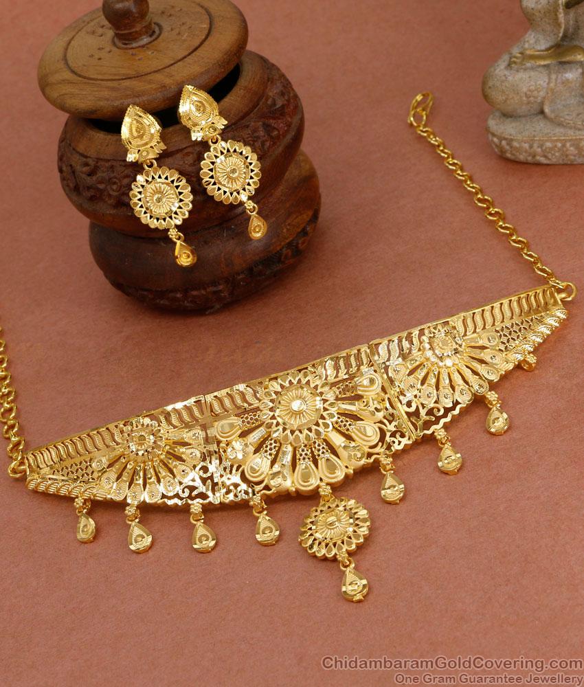 First Quality Dubai Forming Gold Choker Necklace Set Online NCKN3968 First Quality Dubai Forming Gold Choker Necklace Set Online NCKN3968