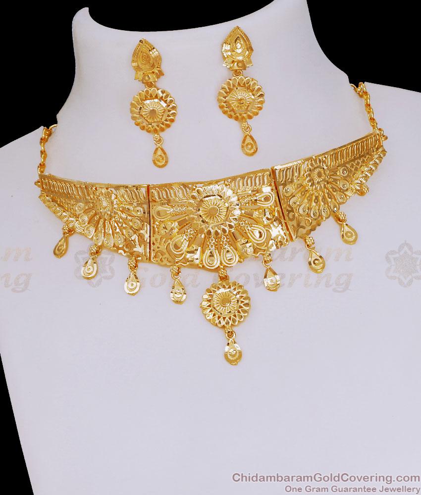 First Quality Dubai Forming Gold Choker Necklace Set Online NCKN3968 First Quality Dubai Forming Gold Choker Necklace Set Online NCKN3968