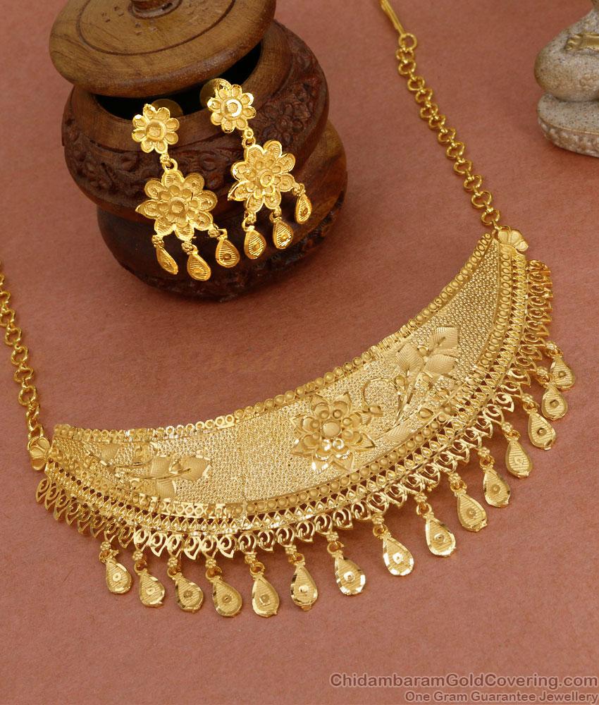 Latest Two Gram Gold Arabic Choker Necklace Wedding Jewelry NCKN3970 Latest Two Gram Gold Arabic Choker Necklace Wedding Jewelry NCKN3970