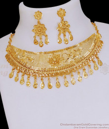 Latest Two Gram Gold Arabic Choker Necklace Wedding Jewelry NCKN3970