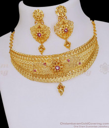 Stylish Forming Gold Peacock Design Choker Necklace For Marriage NCKN3972